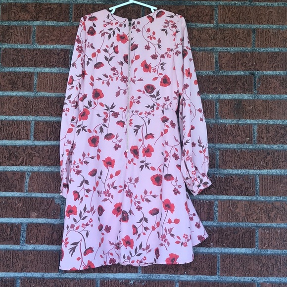GB GIRLS PINK FLORAL LONG SLEEVE FAUX WRAP DRESS - Picture 2 of 2